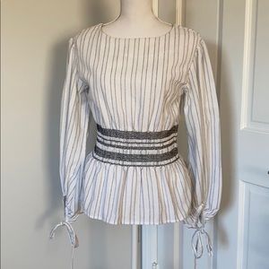 J.O.A shirt size S white pinstriped black